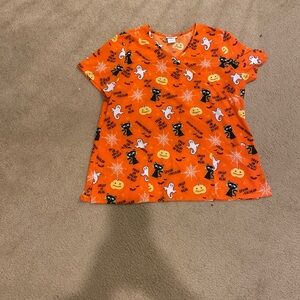 Halloween themed scrub top